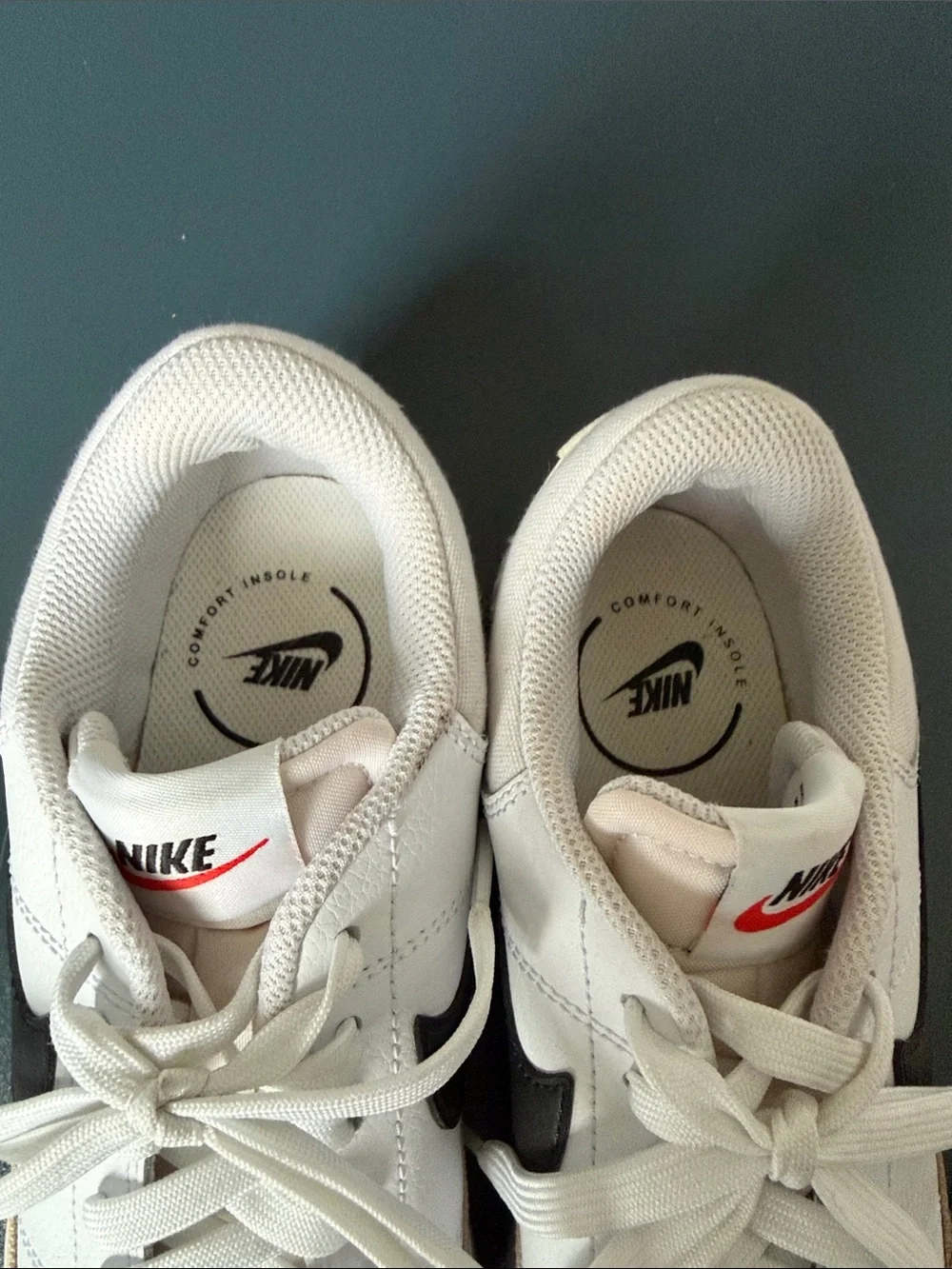 Nike court legacy lift White Sneakers with Black Swoosh and Tan Accents
